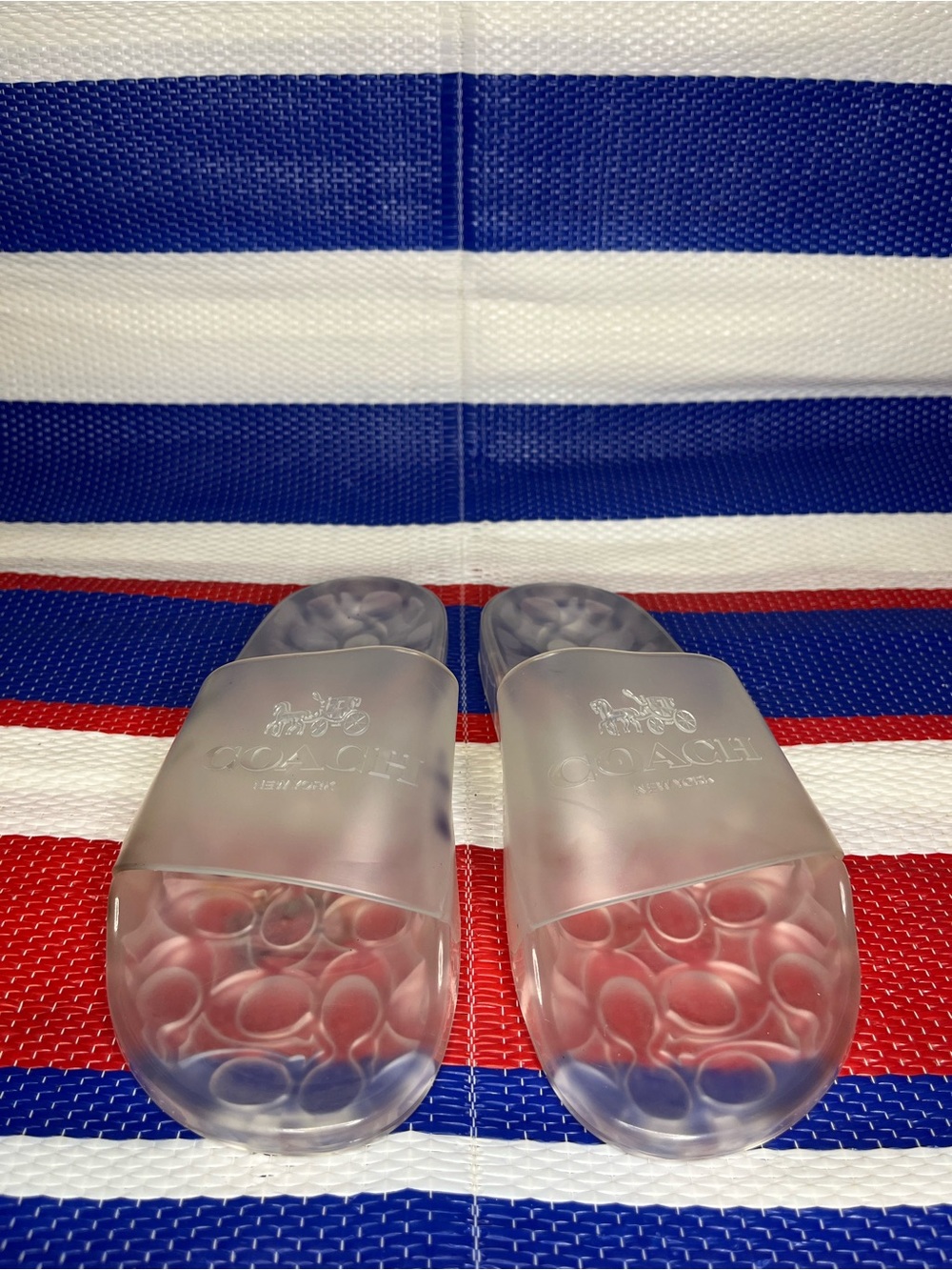COACH Signature Monogram Crystal Clear Jelly Sandals Slides Women’s Size 7.5 - Picture 8 of 9